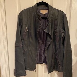 MICHAEL KORS GREY LEATHER JACKET